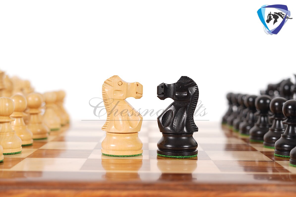 3.9" Reykjavik Staunton Chess pieces Set in Ebonized Boxwood- Weighted - 1972 Bobby Fischer Spassky championship chess 19" CHESS BOARD & BOX COMBO(optional)