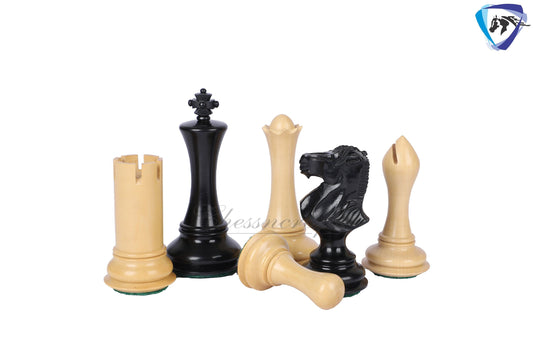 4" Ebonywood Staunton Chess pieces Set- Empire Series Weighted + 19" Ebonywood chess board(51mm) + Leather Storage box for chess men.