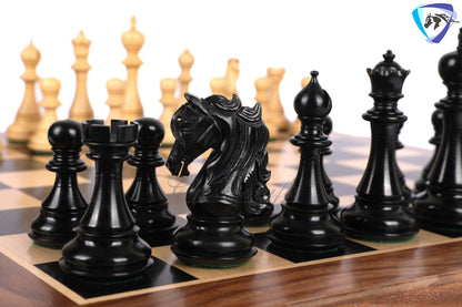 4.5" Luxury Staunton Ebony wood Chess pieces Set- SPARTAN series + 21" Ebonywood Chess board(55mm) + Leatherette Storage box for chess men