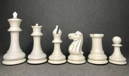 Reproduced 1849 Original Staunton Pattern Chess Set in Lacquer Painted Red & Ivory White - 4.5" King- Triple weighted 2 Extra queens