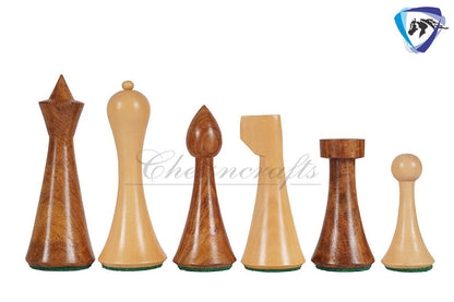 COMBO of 3.75"  Rosewood chess pieces set-Minimalist Hermann ohme & 15.7" (sq:50mm) Borderless solid Golden rosewood chess board Handmade.