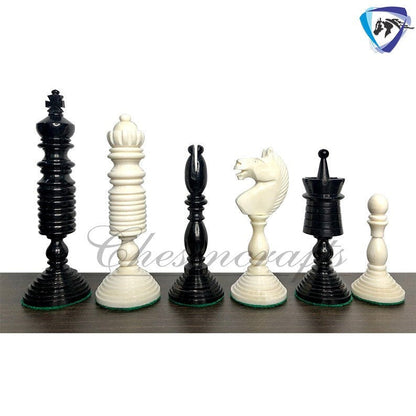 4.6" Camel Bone chess Pieces Set Antique PRE STAUNTON ENGLISH Design, Vintage collector series. Handmade Chess Gift.