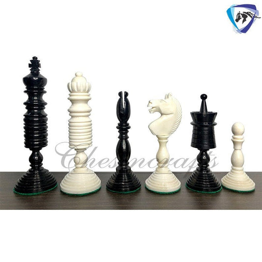 4.6" Camel Bone chess Pieces Set Antique PRE STAUNTON ENGLISH Design, Vintage collector series. Handmade Chess Gift.