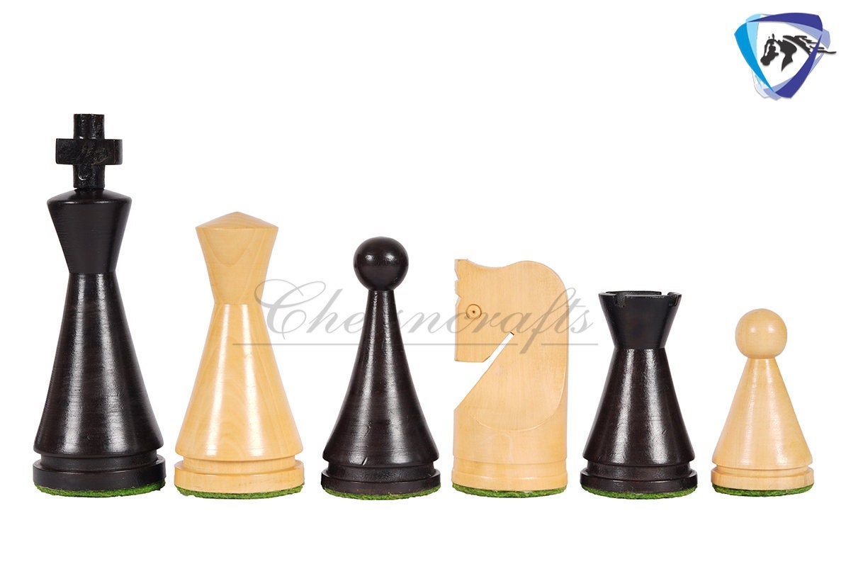 Chess Board Set Russian Soviet Reproduced Classic Chess pieces 4" in Ebonized boxwood + 16" Ebonywood Chess Board Set
