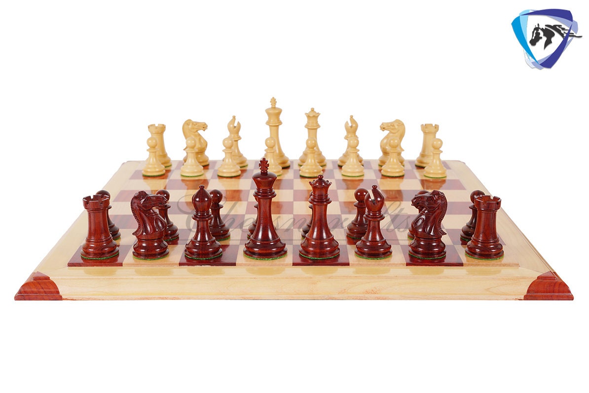 4.1" Bud Rosewood Staunton Chess Pieces Set  ENGLISH CLUB SERIES  Weighted w/ 2 Extra queens- 4Q
