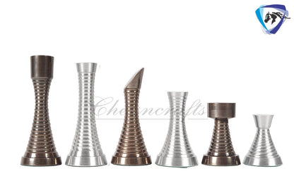 3.5" Solid Brass Chess pieces set RING STEEL SLEEK Silver & Antique Polish Minimalist Brass Chess Pieces set.