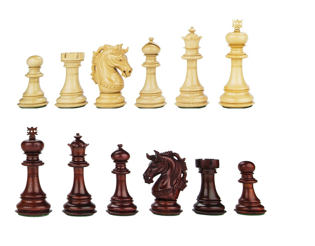 4.5" Luxury Staunton Bud Rosewood & Boxwood Chess pieces Set- Alexander Luxury- Triple Weighted 2 Extra queens- 4Q