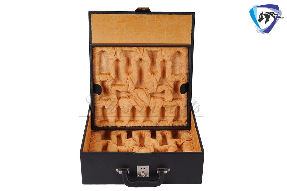 4.5" Luxury Staunton Chess pieces Set in  Ebony wood -PATTON series +21" Ebony wood Chess board(sq:55mm) + Leather Storage Box