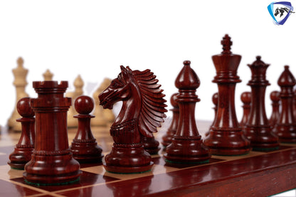 4.5" Bud Rosewood Staunton Chess pieces Set- CAVALIER Series + 23" Bud Rosewood Chess Board(sq-60mm) + Leather Storage Box