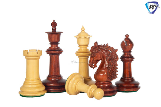 4.5" Luxury Staunton Bud Rosewood Chess pieces Set - STALLION VER 2.0 + 23" Bud rosewood chess board (SQ: 60mm) + Leatherette Storage box