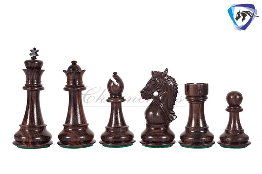 4.5" Rosewood staunton chess pieces set BRIDLE SERIES Weighted w/ extra queens.