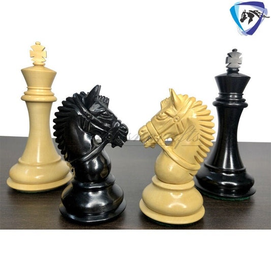 4.1" Staunton Chess Pieces Set in Ebony wood & Boxwood- EXCALIBUR  Weighted w/ 2 Extra queens- 4Q