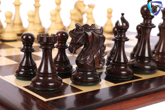 4.5" Luxury Staunton Rosewood Chess pieces Set- SPARTAN series + 21" Rosewood chess board(55MM) + Leatherette storage box for chess men