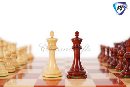 4.1" Bud Rosewood Staunton Chess Pieces Set  ENGLISH CLUB SERIES  Weighted w/ 2 Extra queens- 4Q