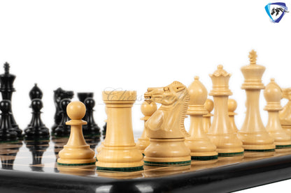 4.1" Staunton Chess Pieces Set Ebony wood - ENGLISH CLUB SERIES  Weighted +19" Ebony wood Chess Board + Storage Box