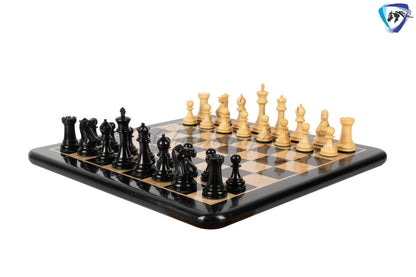 4.1" Staunton Chess Pieces Set Ebony wood - ENGLISH CLUB SERIES  Weighted +19" Ebony wood Chess Board + Storage Box