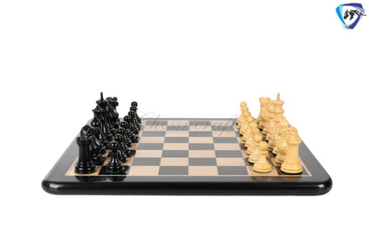 4.1" Staunton Chess Pieces Set Ebony wood - ENGLISH CLUB SERIES  Weighted +19" Ebony wood Chess Board + Storage Box
