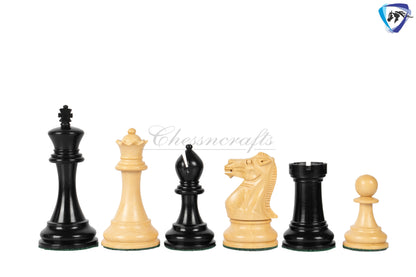 4.1" Staunton Chess Pieces Set Ebony wood - ENGLISH CLUB SERIES  Weighted +19" Ebony wood Chess Board + Storage Box