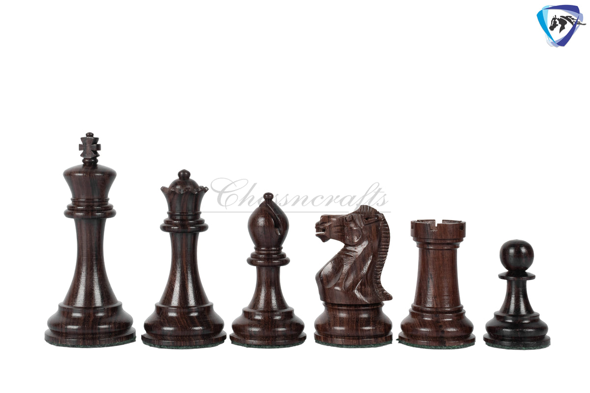 4.1" Staunton Chess Pieces Set Rosewood & Boxwood- ENGLISH CLUB SERIES  Weighted w/ 2 Extra queens- 4Q