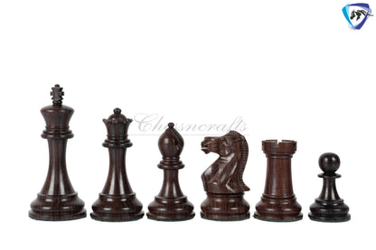 4.1" Staunton Chess Pieces Set Rosewood & Boxwood- ENGLISH CLUB SERIES  Weighted w/ 2 Extra queens- 4Q