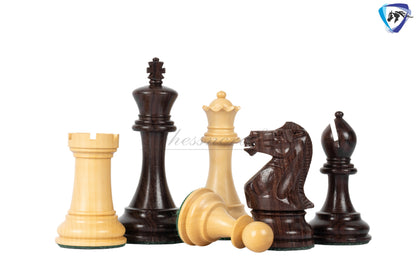 4.1" Staunton Chess Pieces Set Rosewood & Boxwood- ENGLISH CLUB SERIES  Weighted w/ 2 Extra queens- 4Q