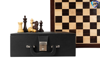 4.1" Staunton Chess Pieces Set Rosewood & Boxwood- ENGLISH CLUB SERIES  Weighted w/ 2 Extra queens- 4Q