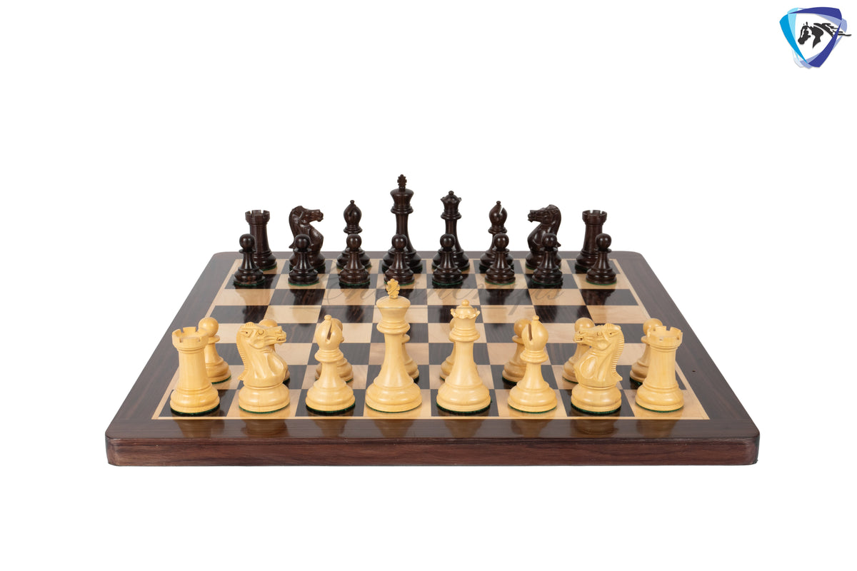 4.1" Staunton Chess Pieces Set Rosewood & Boxwood- ENGLISH CLUB SERIES  Weighted w/ 2 Extra queens- 4Q