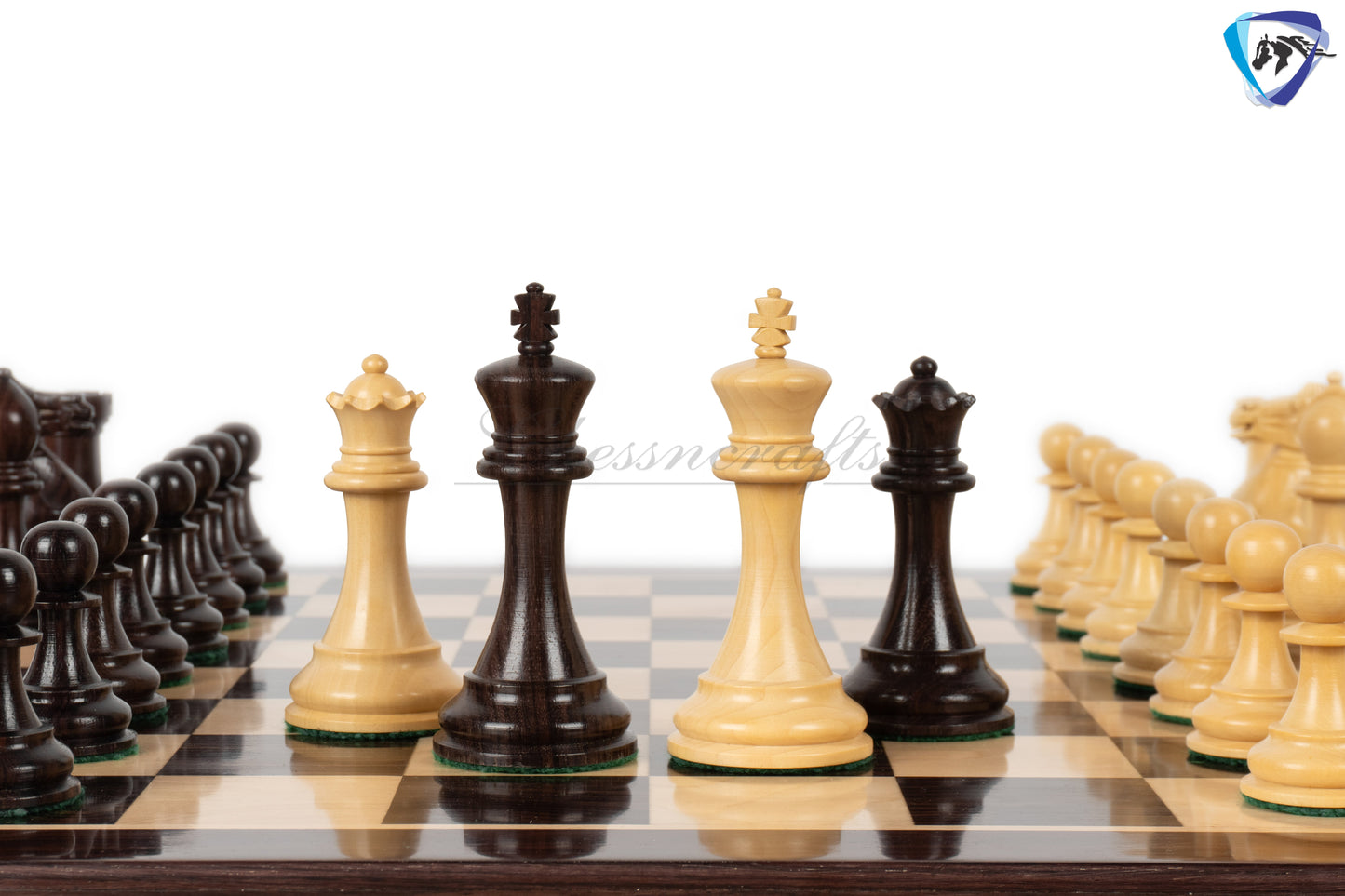 4.1" Staunton Chess Pieces Set Rosewood & Boxwood- ENGLISH CLUB SERIES  Weighted w/ 2 Extra queens- 4Q