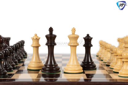 4.1" Staunton Chess Pieces Set Rosewood & Boxwood- ENGLISH CLUB SERIES  Weighted w/ 2 Extra queens- 4Q