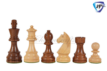 King: 3" & 3.75" Tournament Golden Rose wood chess pieces set German knight + Sheesham wood storage box
