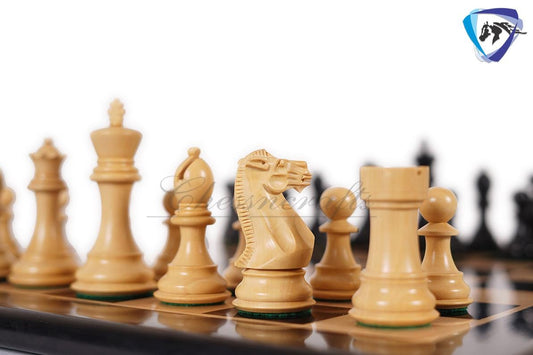 4.1" Staunton Chess Pieces Set Ebonywood & Boxwood Ultimate series + 19" Ebonywood Chess board(51mm) + Leather Storage Box