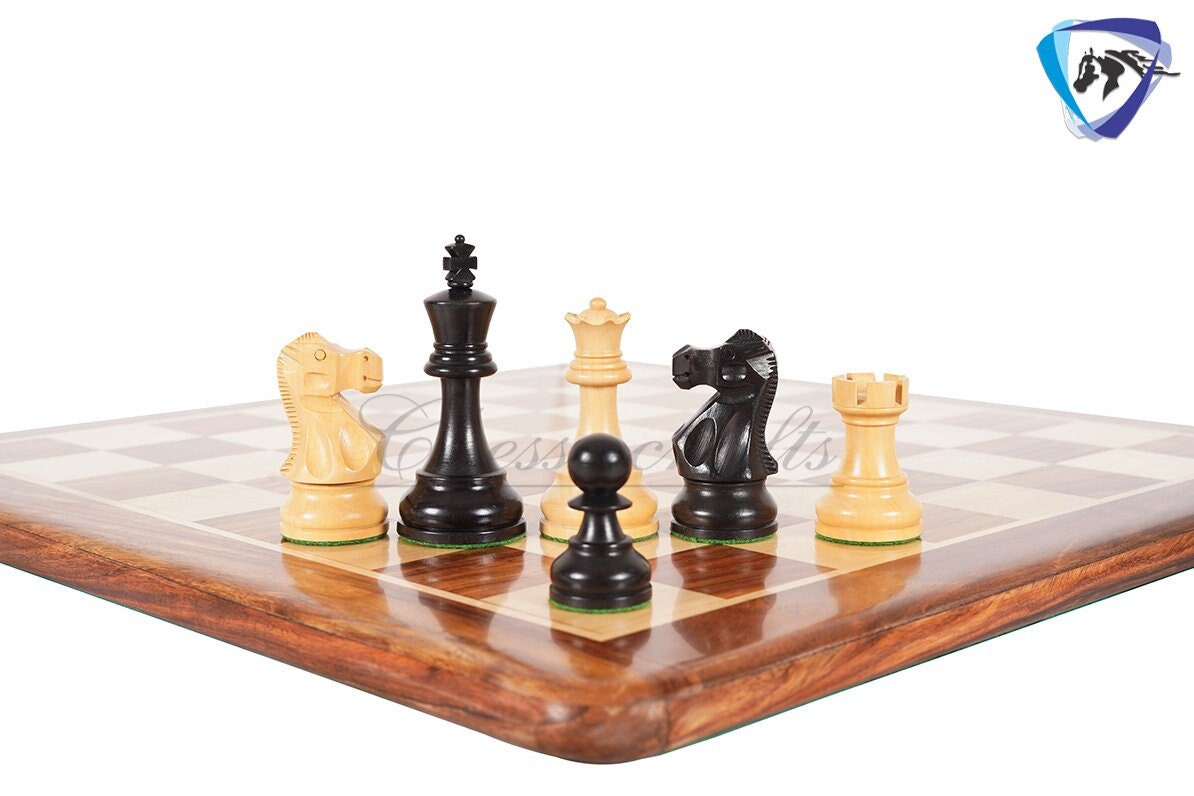 3.9" Reykjavik Staunton Chess pieces Set in Ebonized Boxwood- Weighted - 1972 Bobby Fischer Spassky championship chess 19" CHESS BOARD & BOX COMBO(optional)