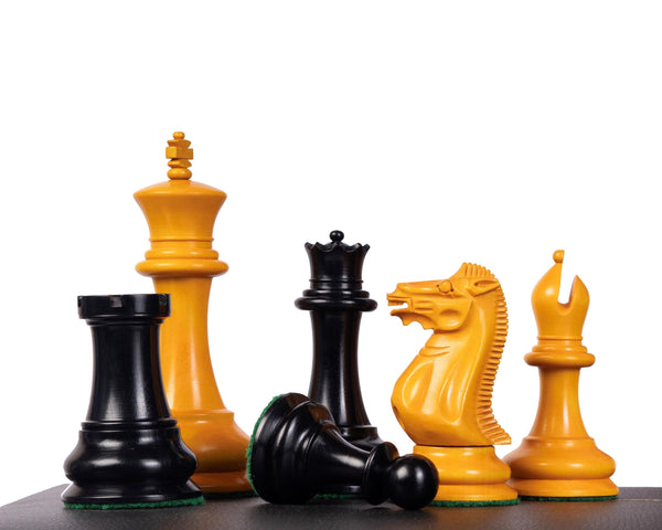 1849 Staunton Chess Pieces Set in Antiqued Boxwood & Ebony wood- 4.5