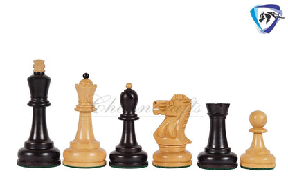 3.75" Chess Pieces Set Soviet Grandmaster Supreme Ebonized Boxwood - Weighted-Chess pieces only(34pc) Handmade chess set