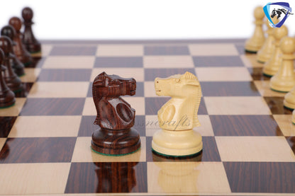 3.75" Fischer-Spassky Chess Pieces set in Dark Rosewood & Boxwood 1972 World Championship Chessmen - Weighted -2 Extra queens | chess gift|