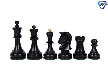1950 Fischer Dubrovnik Ebonized boxwood chess pieces set King-3.8" + 21" Ebonywood chess board(SQ:55MM) + Leather Storage box-Luxury