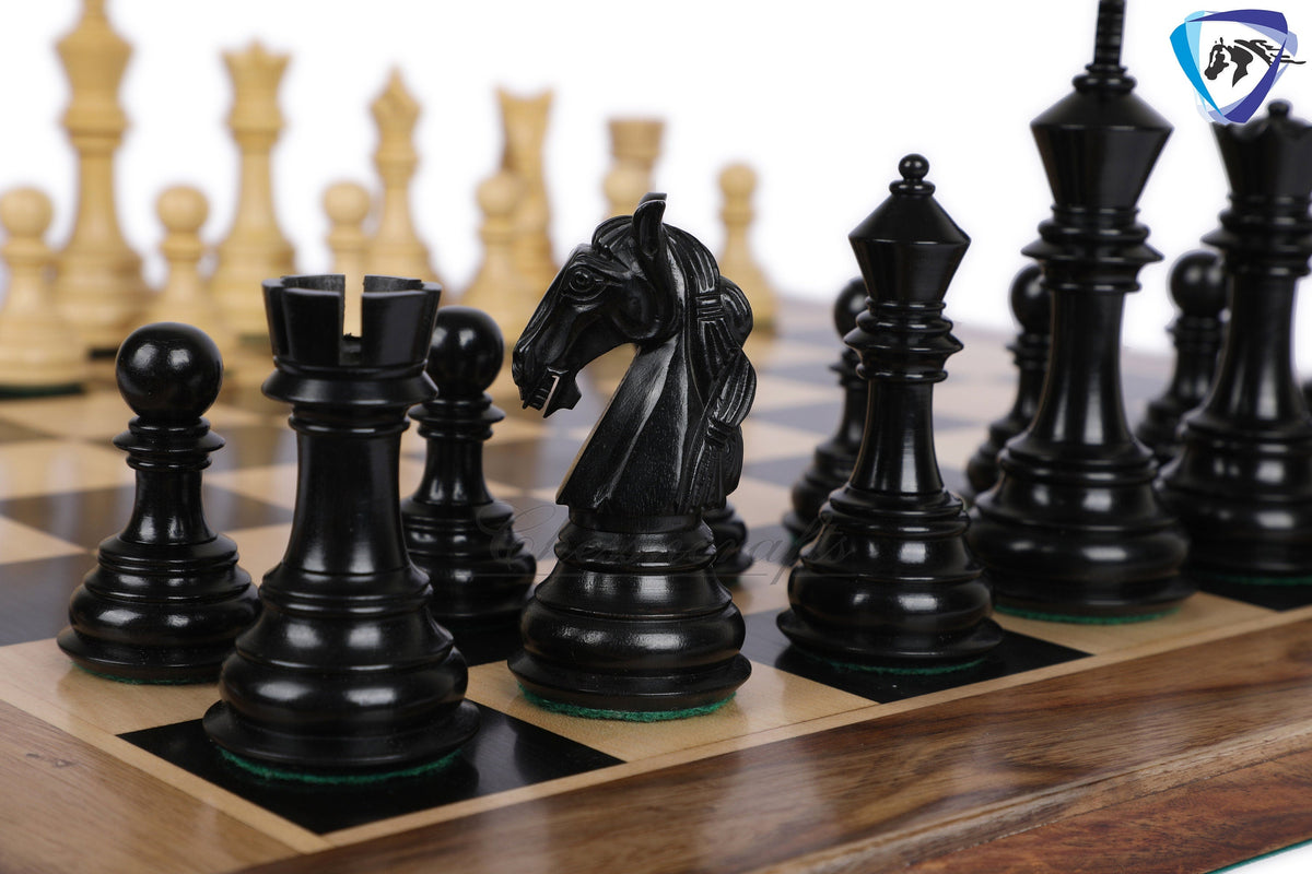 4.5" Luxury Staunton Ebonywood & Boxwood Chess pieces Set- COLUMBIAN Luxury- Triple Weighted 2 Extra queens- 4Q