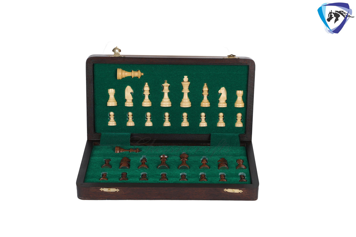 12" Folding wooden chess Magnetic Travel Chess Bord set with Extra Queens-Notations with storage bag | Antique look | BLACKFRIDAY SALE