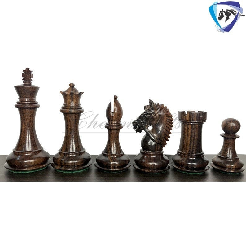 4.1" Staunton Chess Pieces Set in Rose wood & Boxwood- EXCALIBUR  Weighted w/ 2 Extra queens- 4Q