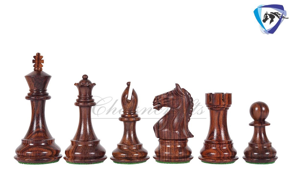 4" Staunton Bud Rosewood/ Padauk Chess pieces Set- Fierce Knight- Weighted 2 Extra queens- wood options - Golden Rosewood & Rosewood