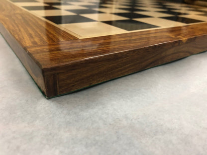 IMPERFECT 21" and 23" Ebony wood & Maple wood flat chess board 60mm square Rosewood border Handcrafted big size chess board. SQ: 55mm and 60mm (Copy)