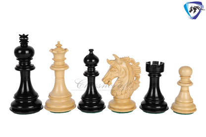 4.5" Luxury Staunton Ebony wood & Boxwood Chess pieces Set- Alexander Luxury- Triple Weighted 2 Extra queens- ONLY CHESS PIECES