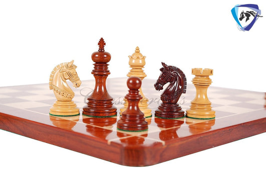 4.1" Luxury Staunton Chess Pieces Set in  Bud Rosewood(Padauk) & Boxwood- ARMOURED Triple Weighted w/ 2 Extra queens- 4Q