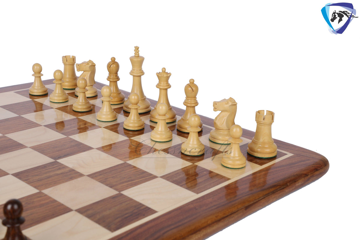 3.75" Fischer-Spassky Chess Pieces set in Golden Rosewood(sheesham) 1972 World Championship Chessmen + 19" Chess Board Sheeshamwood SQ:51MM