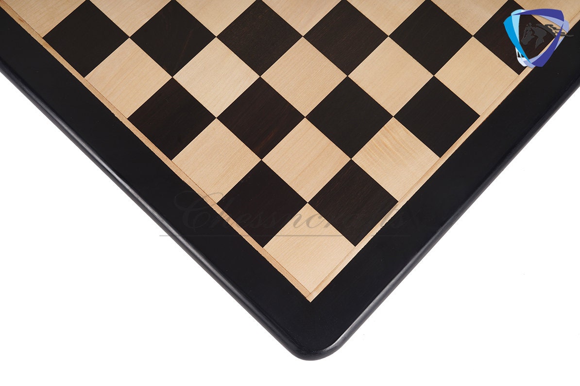 21" & 19" Ebony wood chess board Square: 55mm and 51 mm Rounded corners and edges Super fine lacquered polish