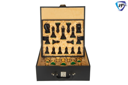 4.5" Ebony wood Luxury Staunton Chess Pieces Set ARTHUR series- Triple weighted + 23" Ebony wood chess Board(Sq: 60mm) + Leather Storage box