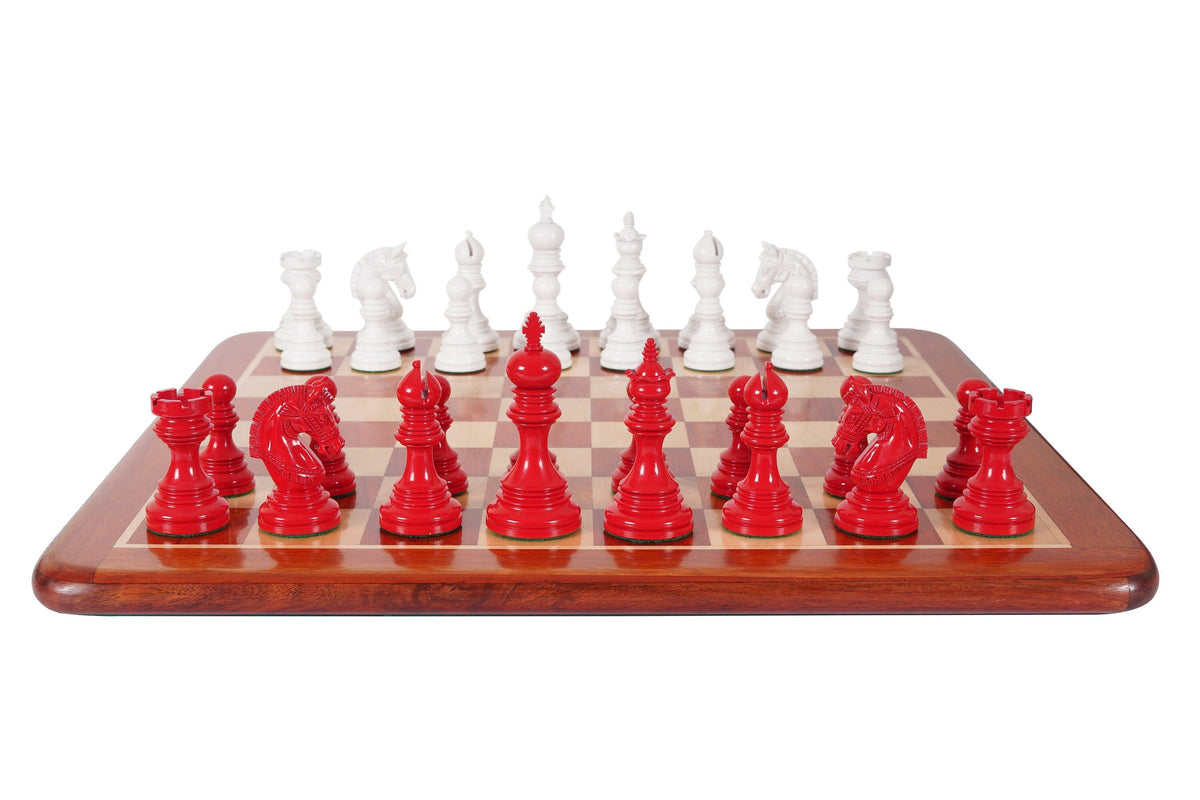 4.1" Luxury Staunton Chess Pieces Set in Painted Boxwood- ARMOURED Triple Weighted w/ 2 Extra queens- 4Q
