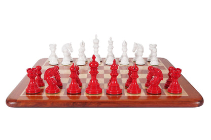 4.1" Luxury Staunton Chess Pieces Set in Painted Boxwood- ARMOURED Triple Weighted w/ 2 Extra queens- 4Q