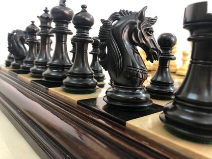 4.5" Luxury Staunton Bud Rosewood & Ebonywood Chess pieces Set- Alexander Luxury- Red Black- Triple Weighted - 2 Extra queens- 4Q