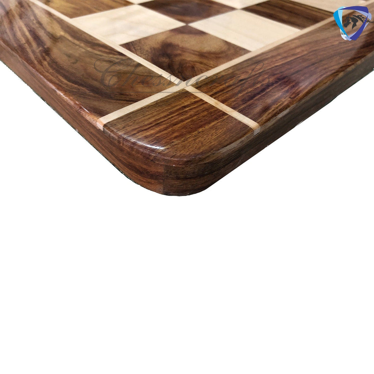 21" wooden(sheesham) flat chess board - Golden Rosewood & Maplewood 55mm square CROSS border Handcrafted big size chess board.
